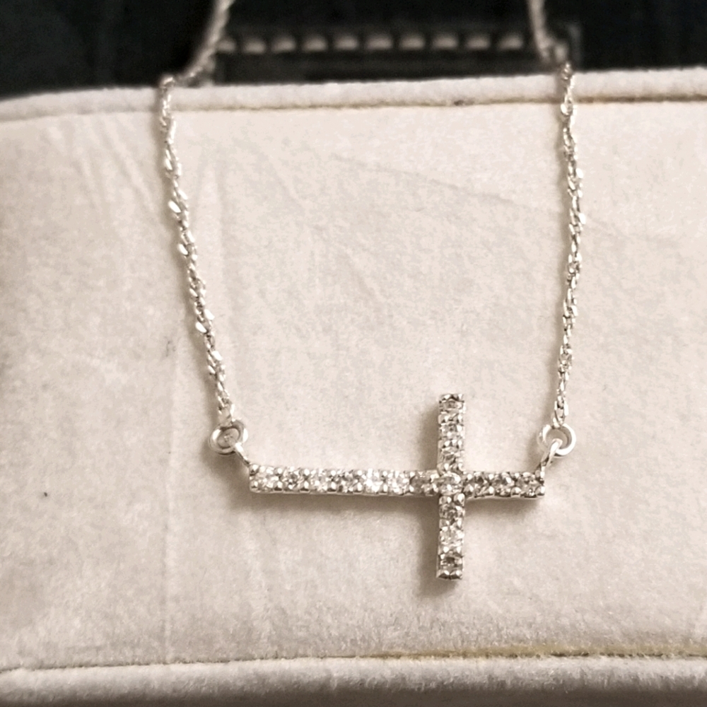 Silver and Diamond Cross Necklace